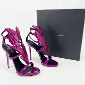 Giuseppe Zanotti Metallic Fuchsia Cruel Alien Wing Stiletto Heel Sandals 38